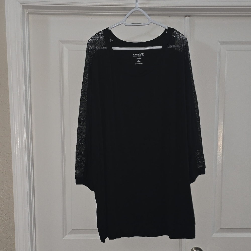 Black Lace Sleeve Top